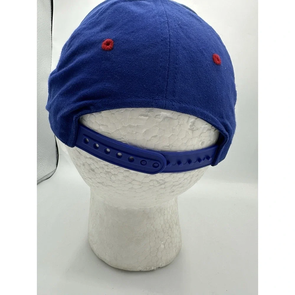 Vintage NASCAR Checkered Flag Sport Snapback Hat Blue Embroidered Racing